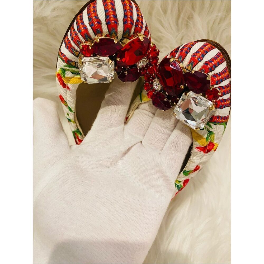 🛍️ Dolce & Gabbana Authentic Bellucci Floral Fabric Ballet Flats Size 35